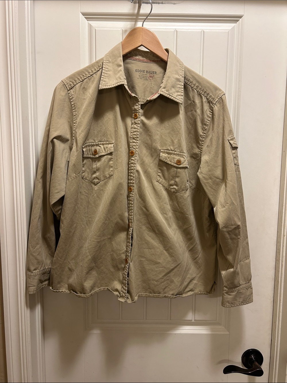 Eddie Bauer khaki Button-Up Utility Shirt